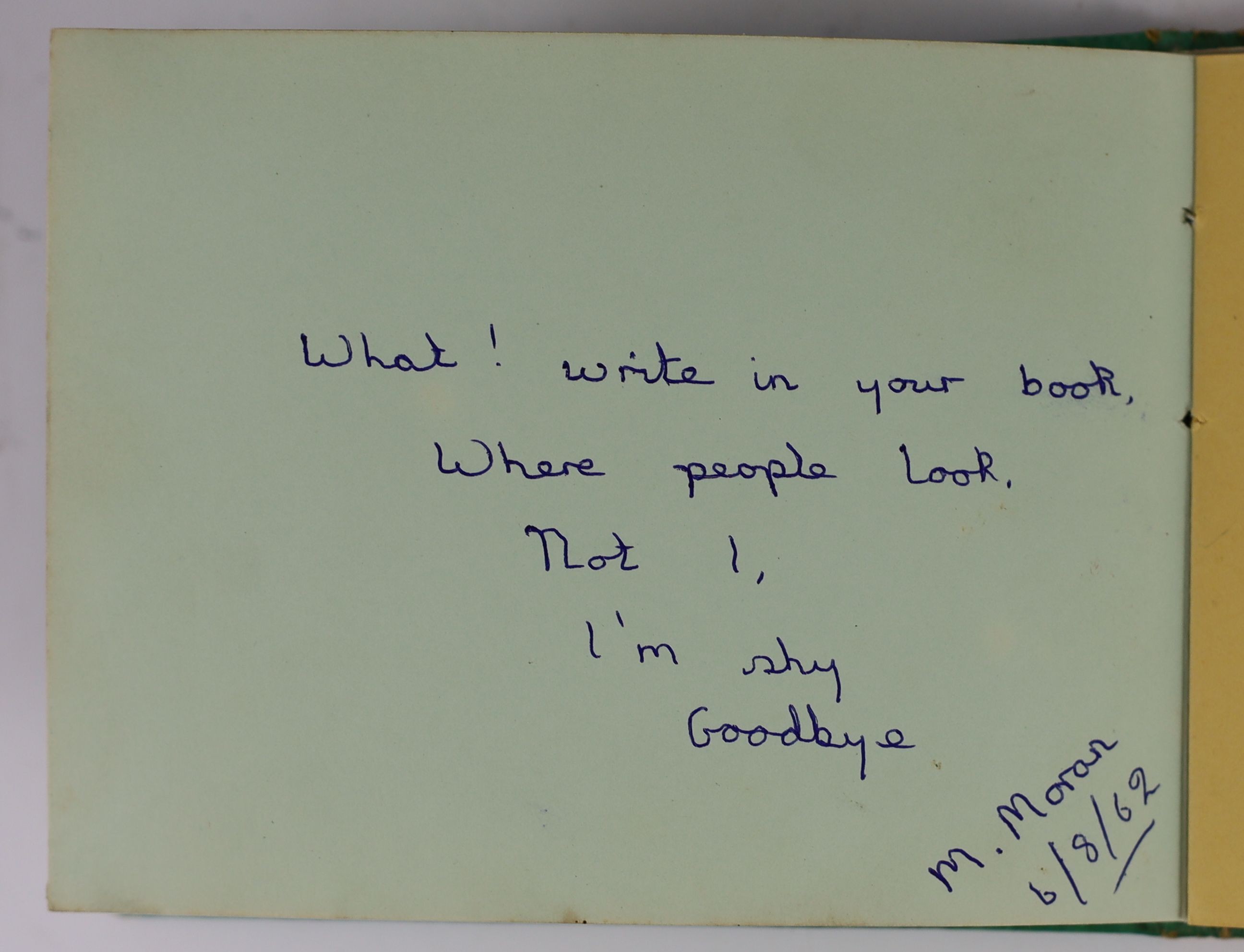 An Autograph album dated 1962 with a single signed page with The Beatles 10 x 13.5cm.